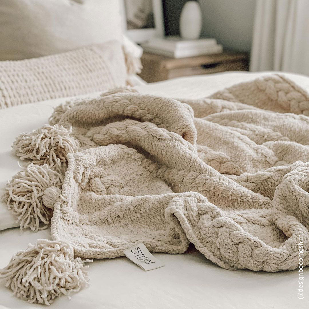 Braided Pom Pom Throw Sunday Citizen