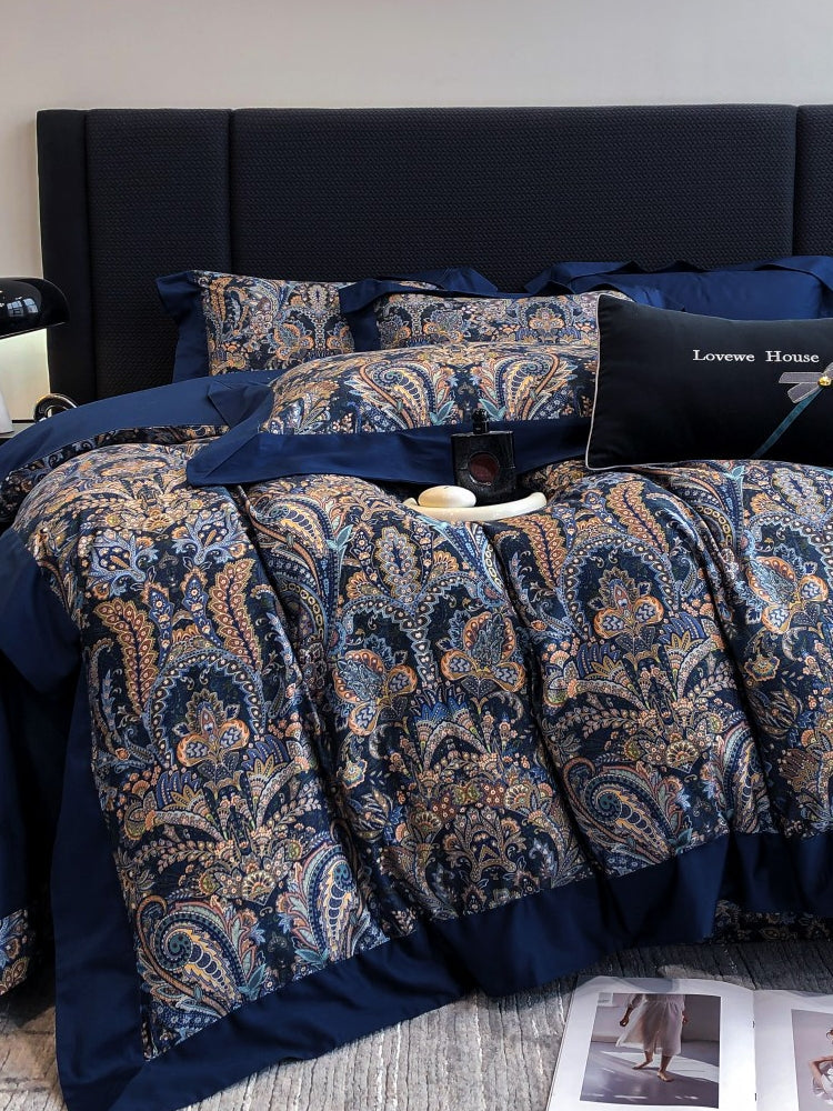 Vintage European Elegant Printed Cotton Sateen Bedding Set | 3CARATS 3CARATS