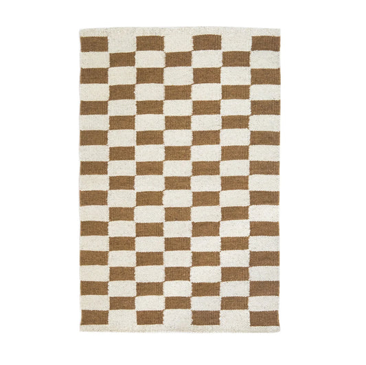 Zapotec Checkered Rug in Umber & Ivory - Fluent Trends