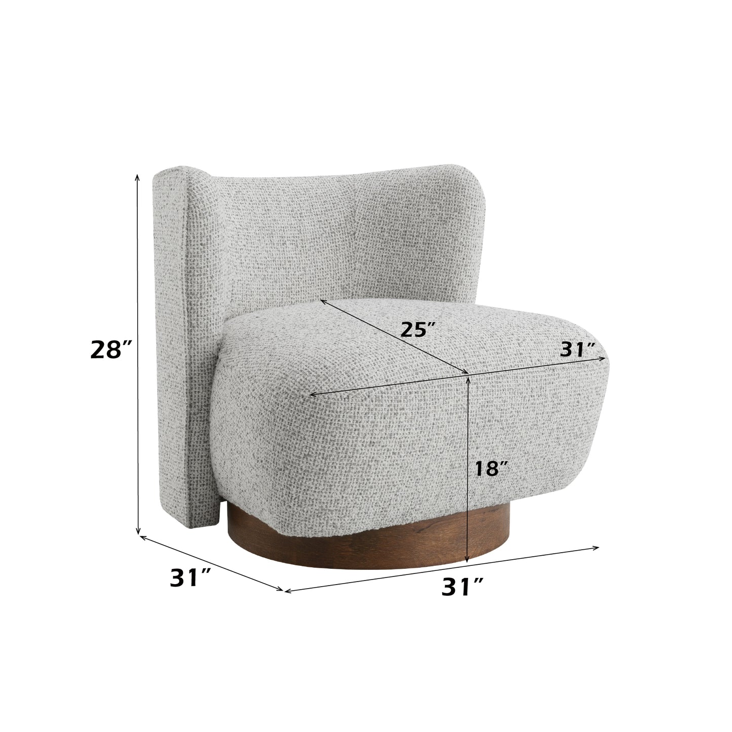 Lisa Gray Tweed Accent Chair - Modern Armless Seating for Living Room, 31" Wide - Fluent Trends