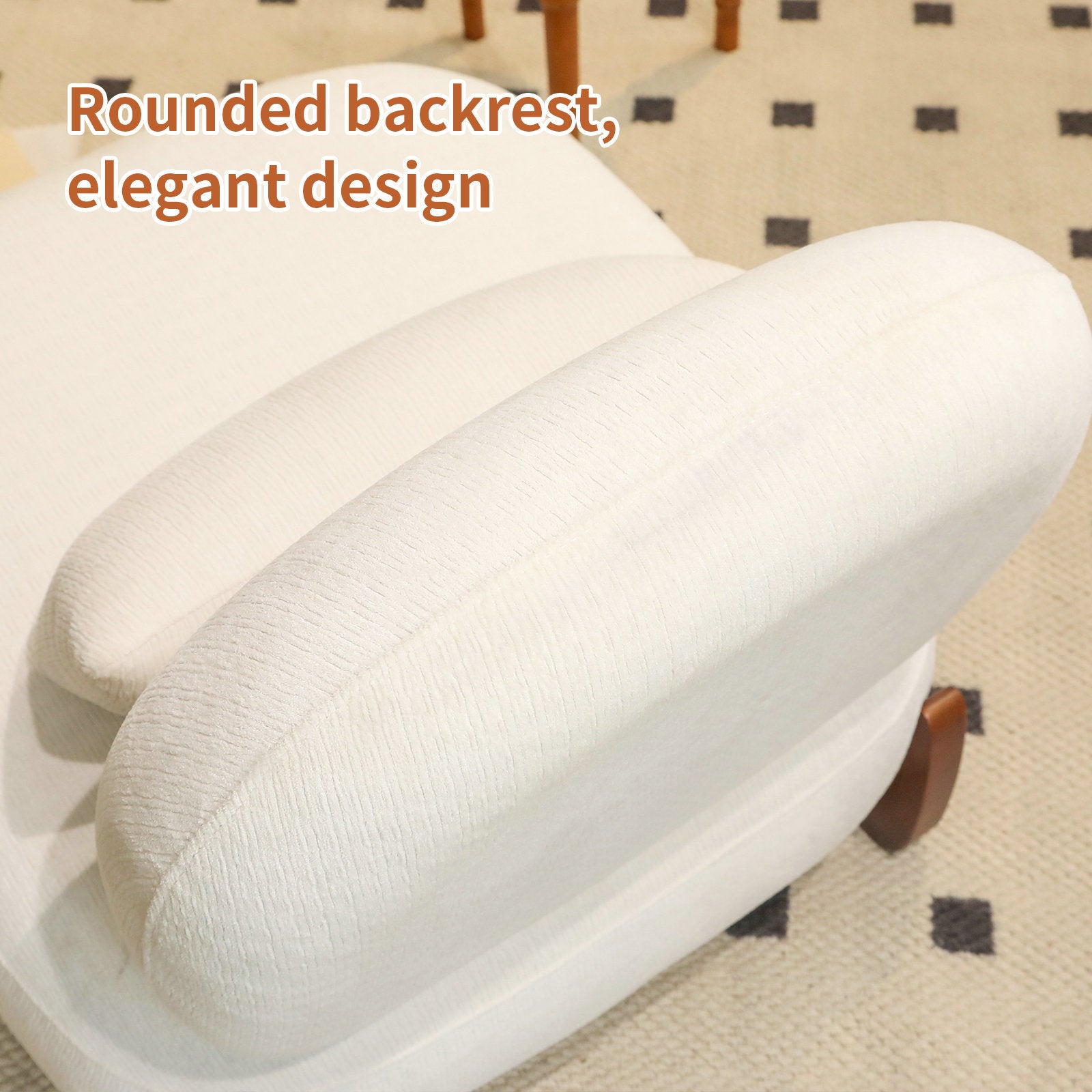 Modern White Velvet Armless Accent Chair with Solid Wood Legs - Fluent Trends