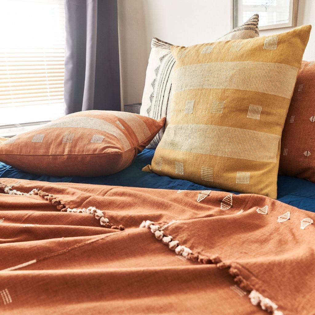 Chokor Nira Brown Organic Cotton Handloom Pillow - Fluent Trends