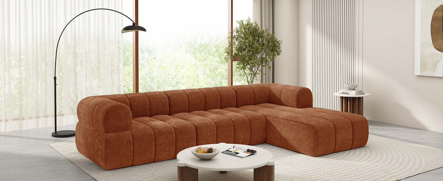 122' Modern L-Shaped Sectional Sofa with High-Density Sponge Right Hand Facing