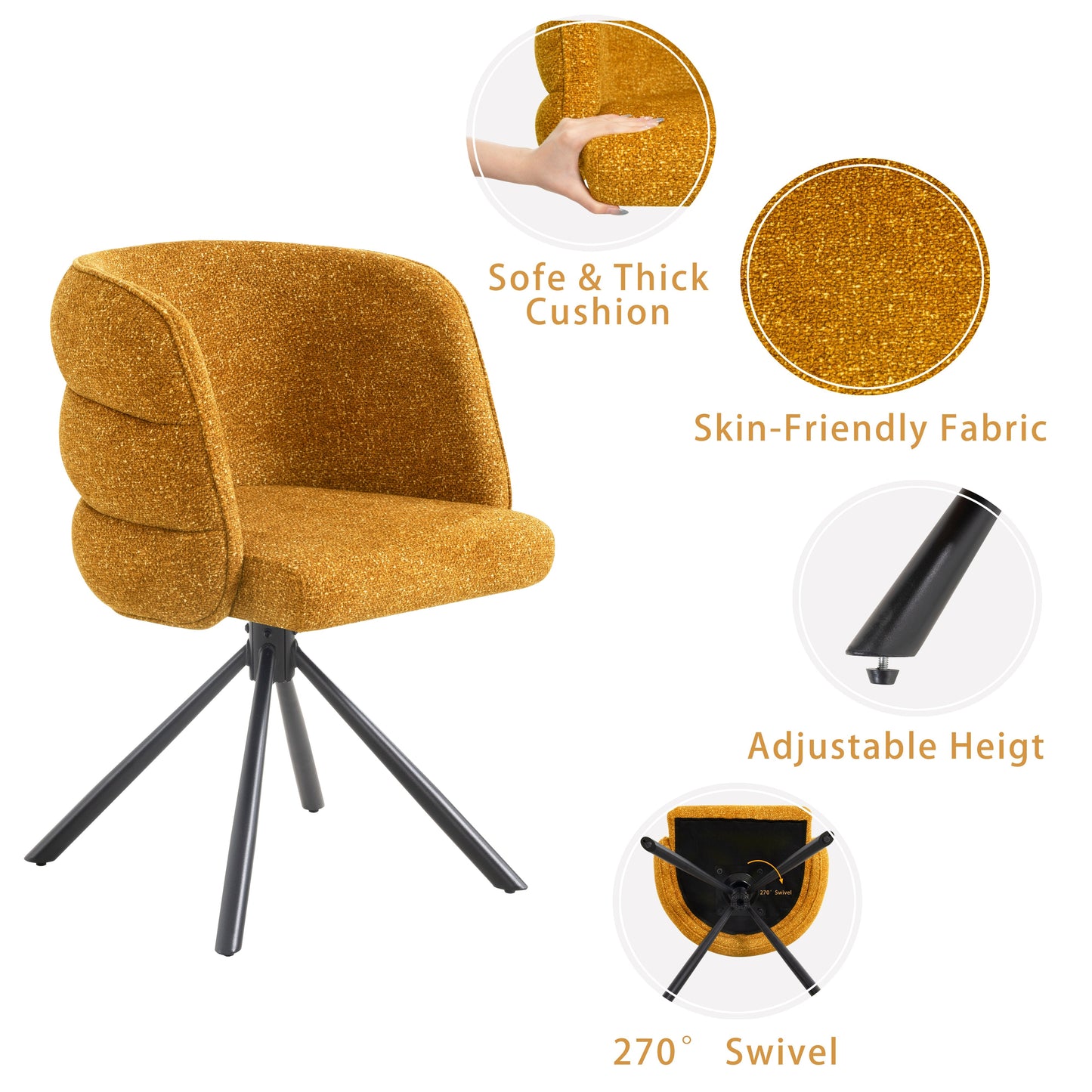 270° Swivel Home Office Desk Chairs Set of 2 Orange Streamdale Furniture