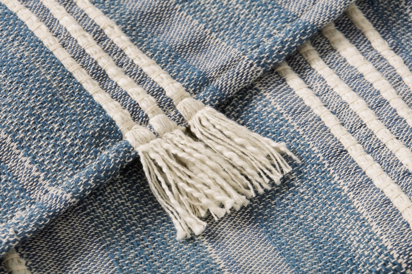 Amber Lewis x Loloi TAL0001 Blue Throw Blanket White Cliff Studio
