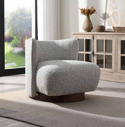 Lisa Gray Tweed Accent Chair - Modern Armless Seating for Living Room, 31" Wide - Fluent Trends
