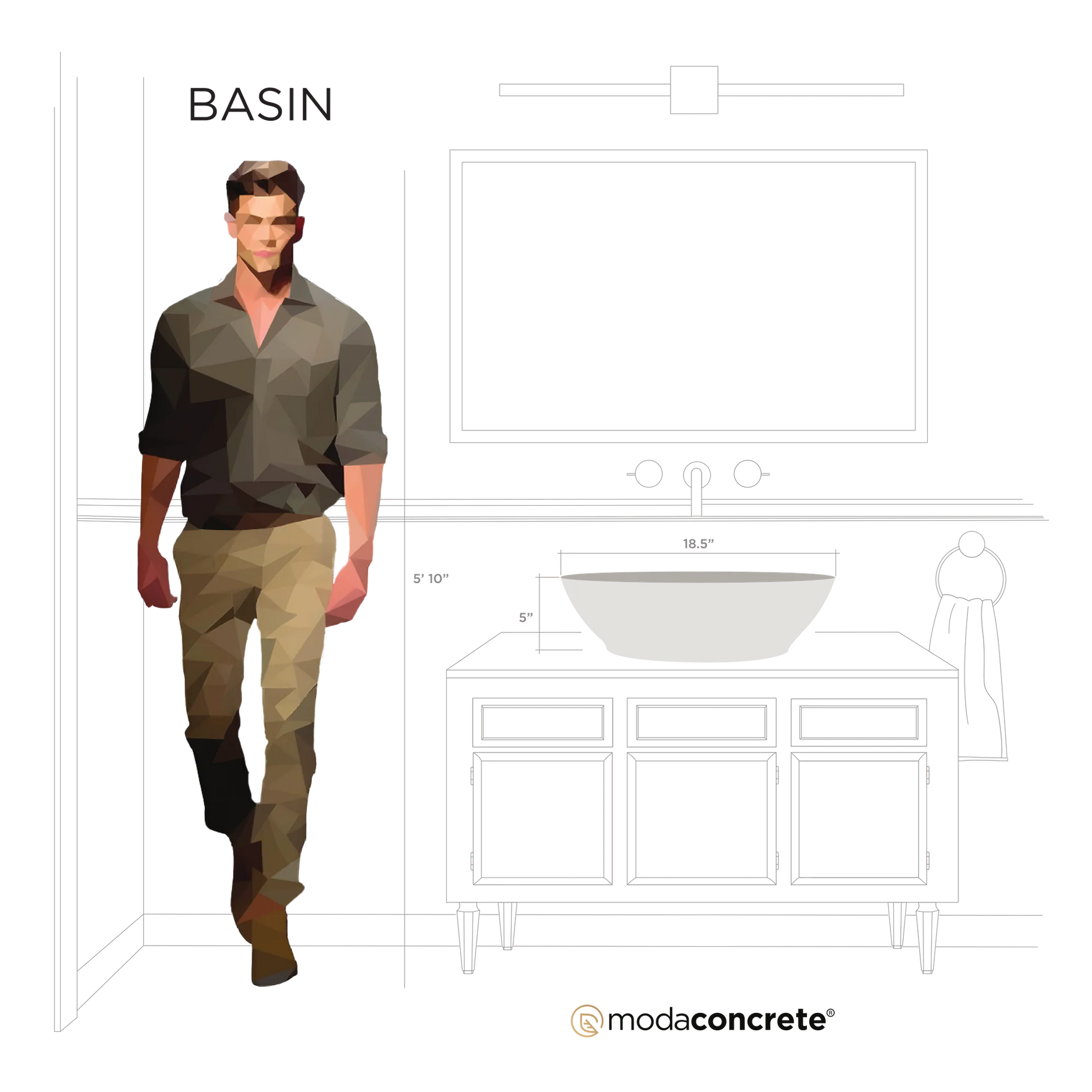 Basin Concrete Sink - Fluent Trends