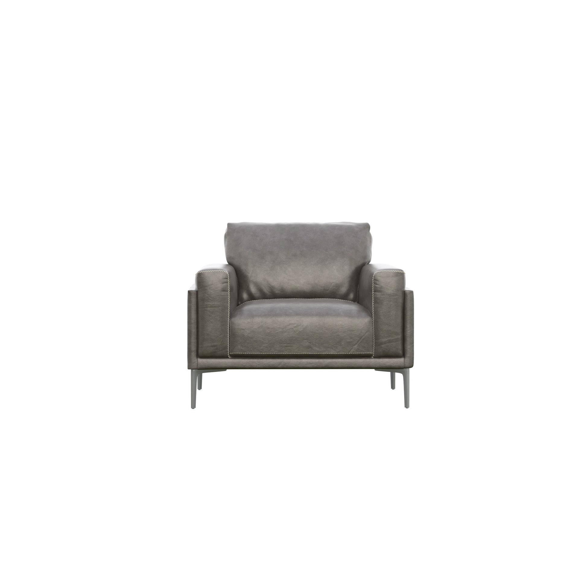 Charcoal Gray Leather Chair - Fluent Trends