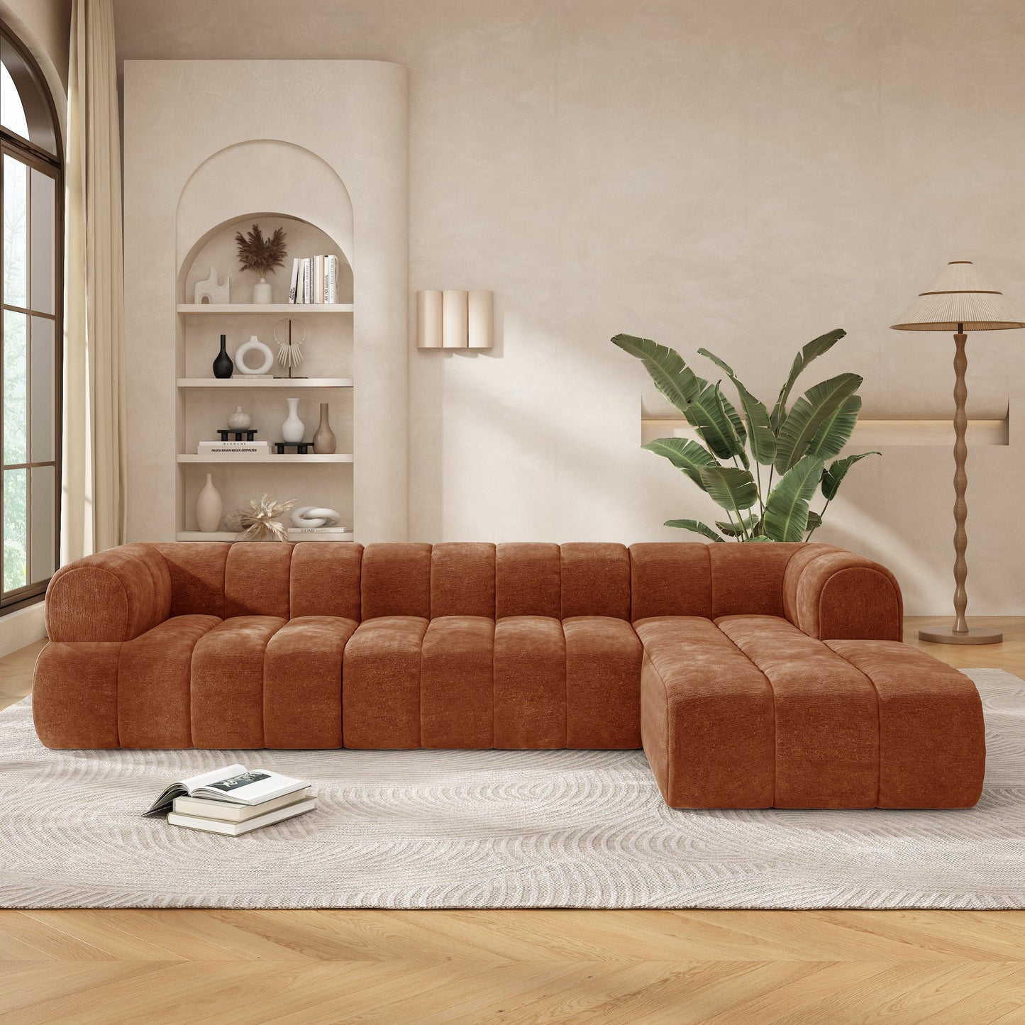 122' Modern L-Shaped Sectional Sofa with High-Density Sponge Right Hand Facing