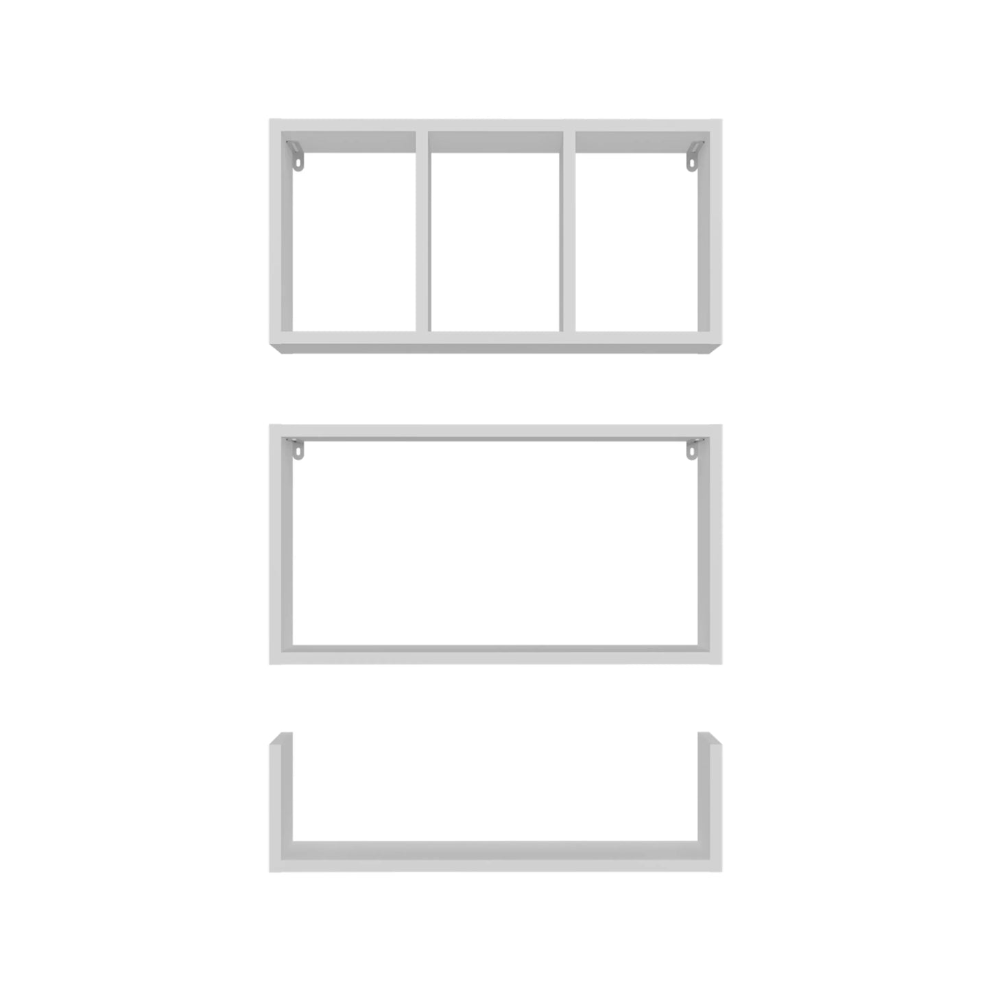 Modern Wall Mounted Floating Shelves, Set of 3 Rectangular Display Racks - Fluent Trends