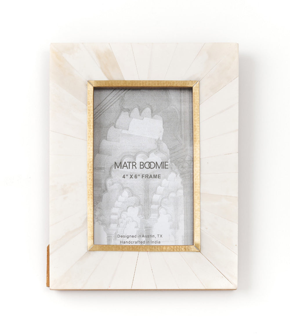 Mukhendu 4x6 Picture Frame - Bone, Brass Inlay - Fluent Trends
