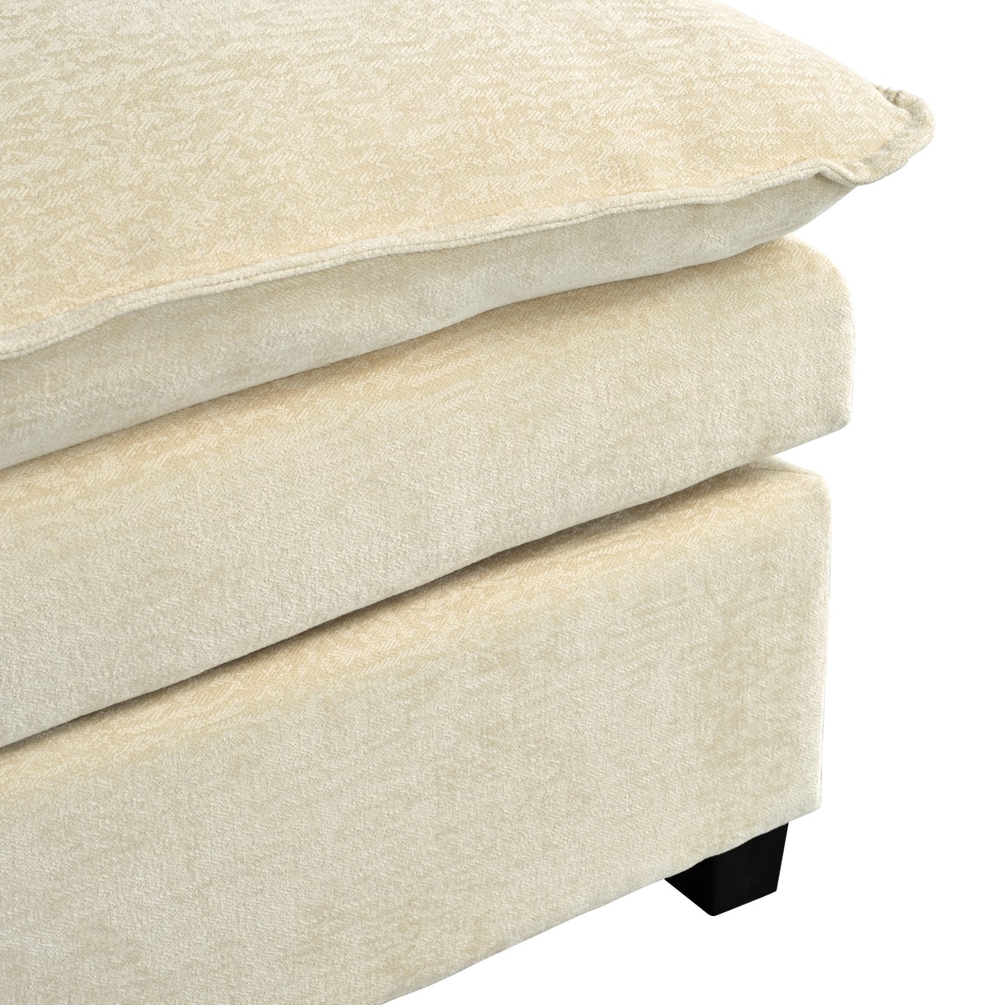 Fluent Trends U-Shaped Chenille Sectional Sofa - Beige 6-Seater with Adjustable Armrests - Fluent Trends