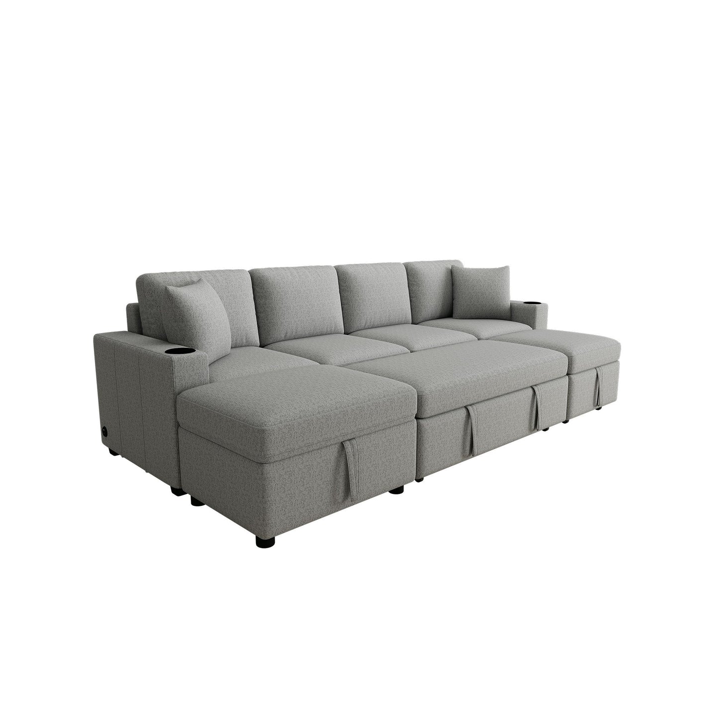 109.1' Sectional Sofa Convertible Pull-out Sofa Bed with Storage Ottoman Streamdale Furniture