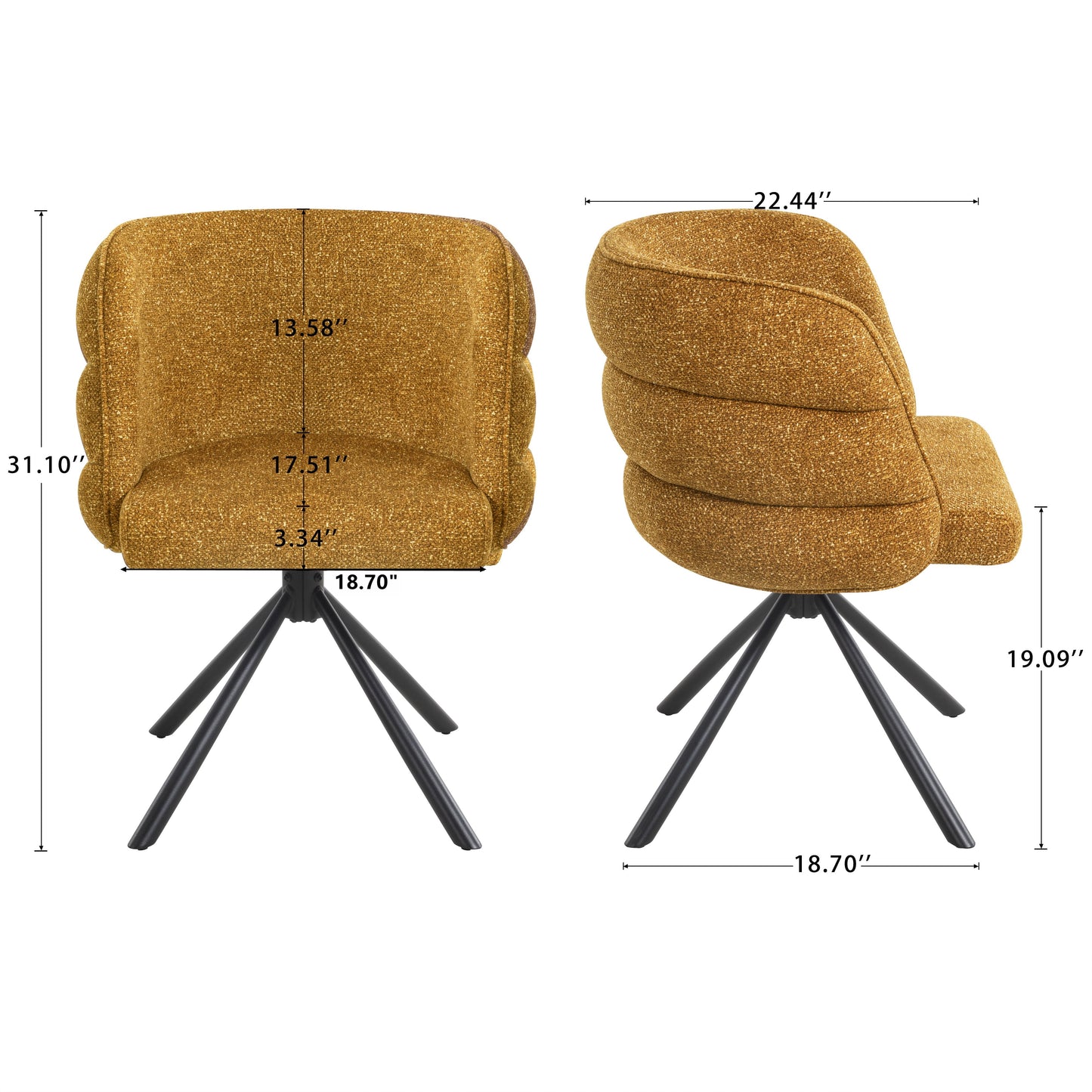 270° Swivel Home Office Desk Chairs Set of 2 Orange Streamdale Furniture