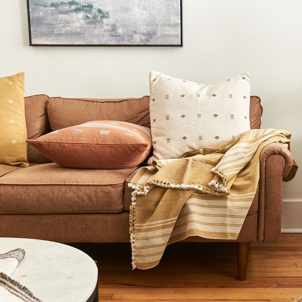 Chokor Nira Brown Organic Cotton Handloom Pillow - Fluent Trends