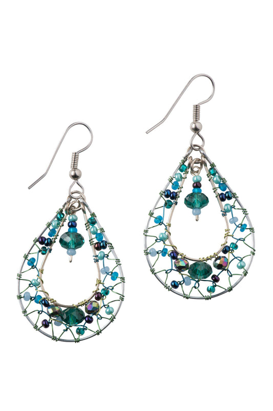 Deep Sea Irridescent Glass Earrings