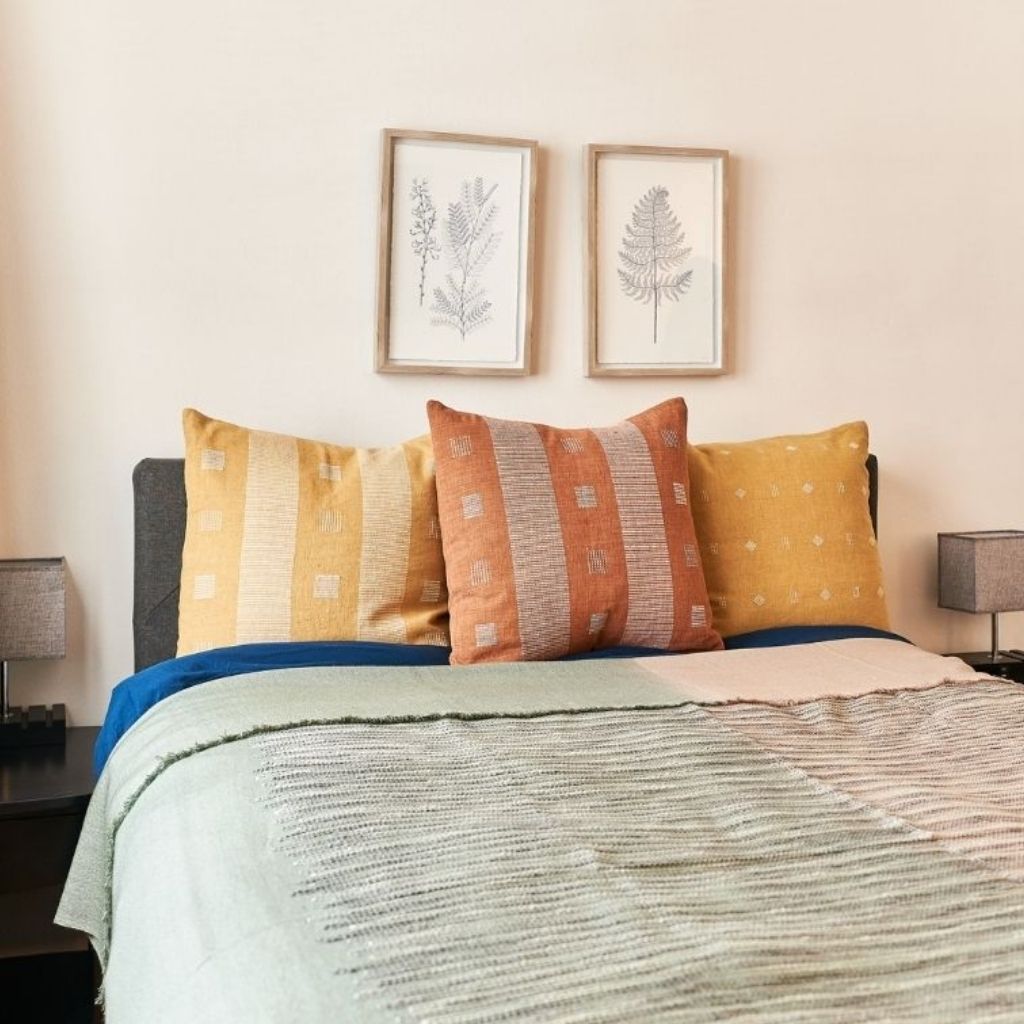 Chokor Nira Brown Organic Cotton Handloom Pillow - Fluent Trends