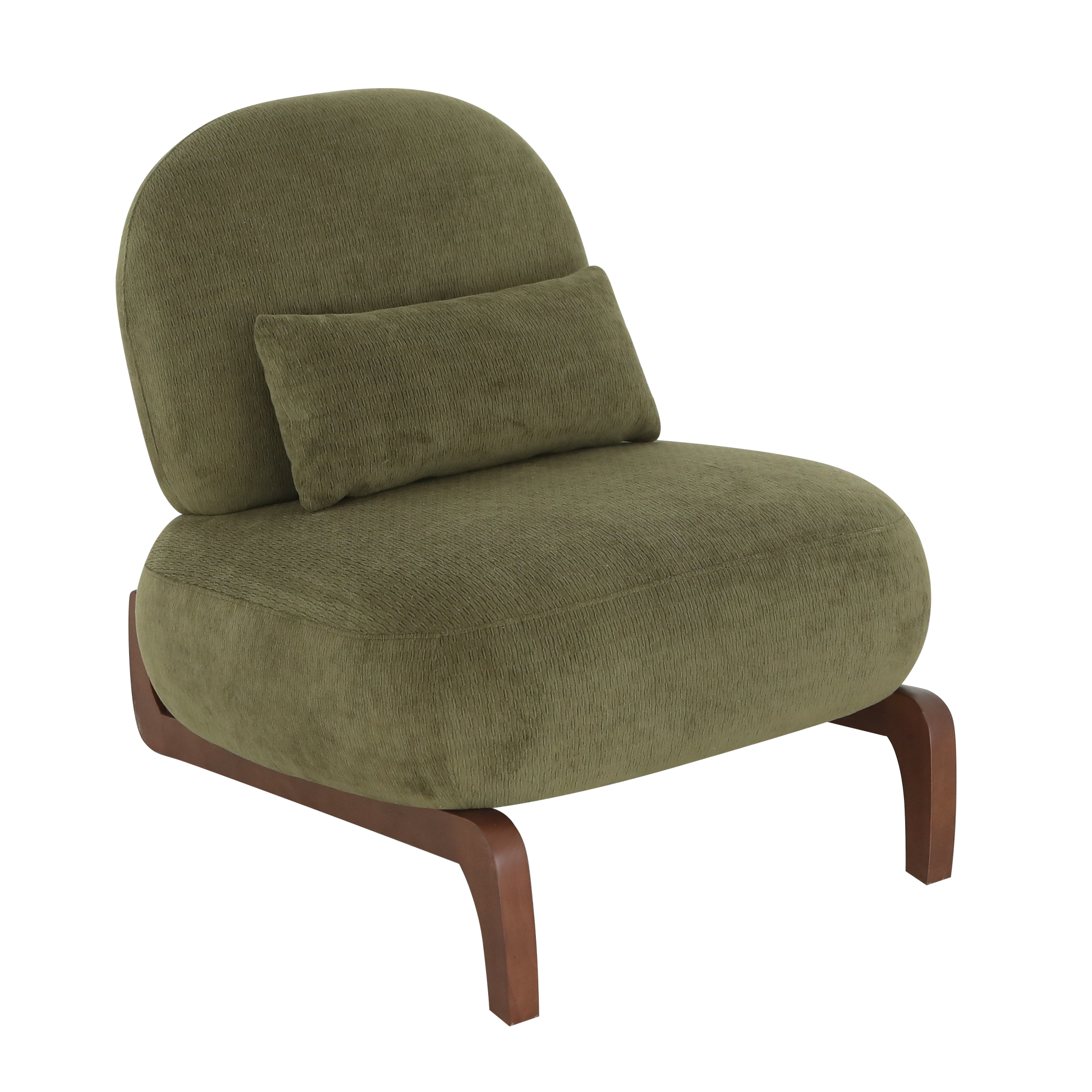 Modern Green Velvet Armless Accent Chair with Solid Wood Legs - Fluent Trends