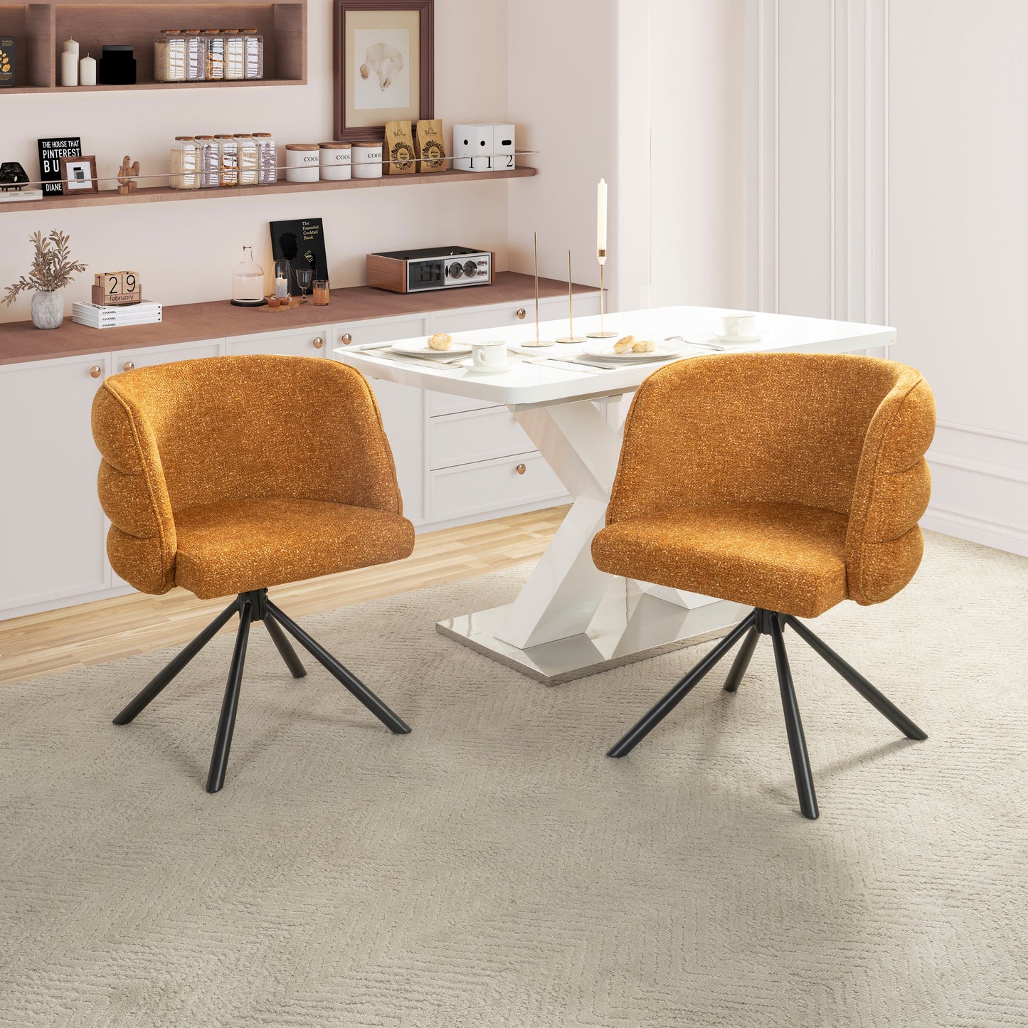 270° Swivel Home Office Desk Chairs Set of 2 Orange Streamdale Furniture