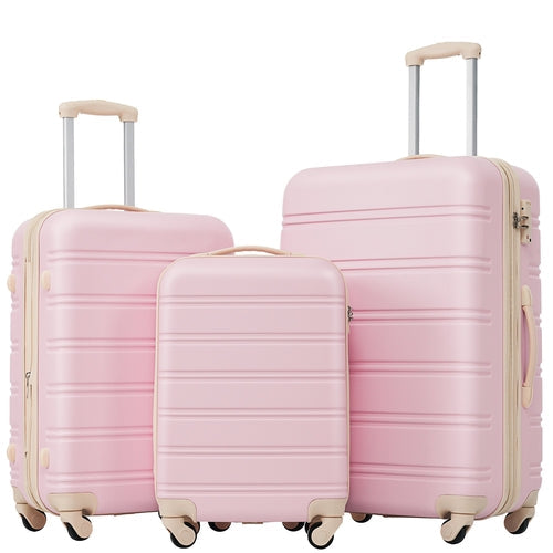 3 Piece Luggage Set Hardside Spinner Suitcase with TSA Lock 20' 24' TravelTimesAwait
