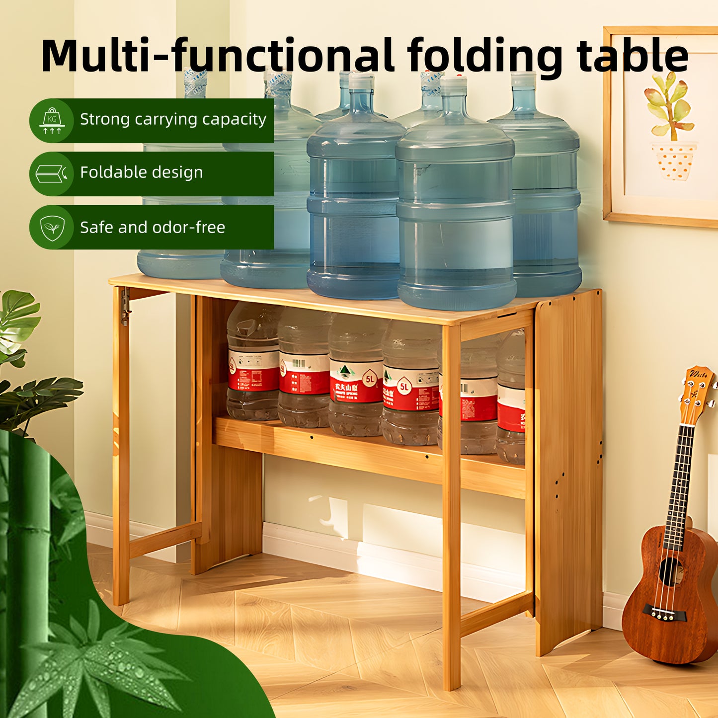 Bamboo Folding Desk,Space-Saving Computer Desk for Small Spaces, Foldable Study Table for Bedroom, Home Office, Dorm, Apartment (Brown) - Fluent Trends
