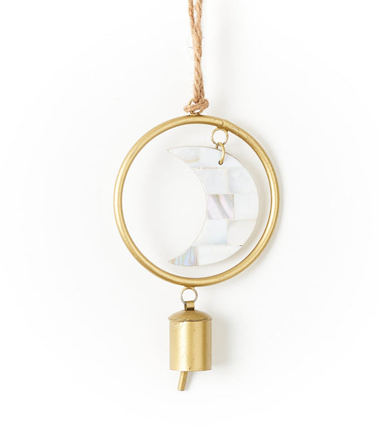 Chayana Small Moon Mother of Pearl Wind Chime - Fair Trade Decor - Fluent Trends
