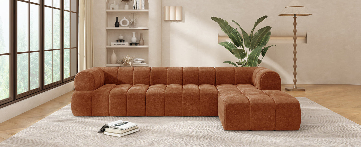 122' Modern L-Shaped Sectional Sofa with High-Density Sponge Right Hand Facing