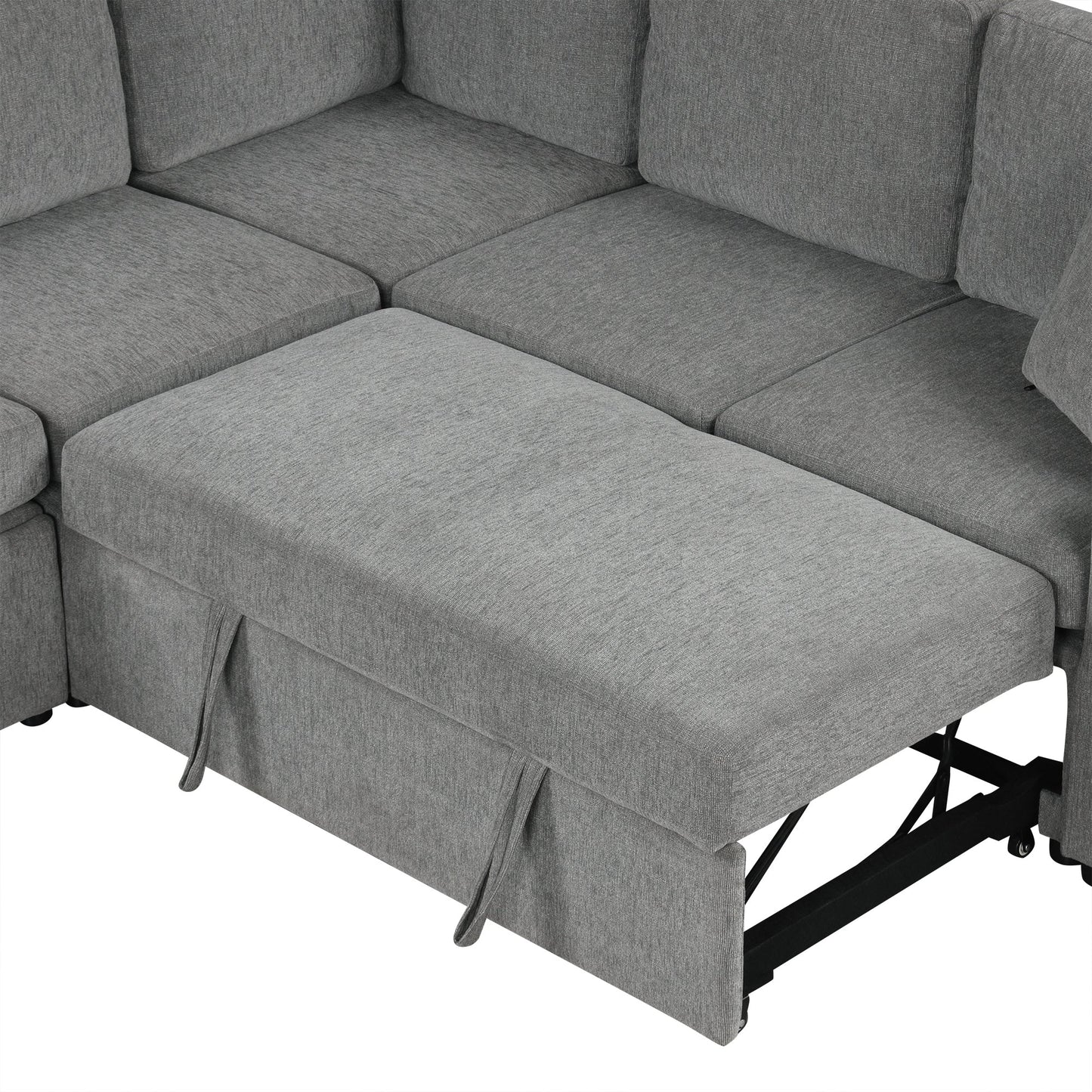 109.1' Sectional Sofa Convertible Pull-out Sofa Bed with Storage Ottoman Streamdale Furniture