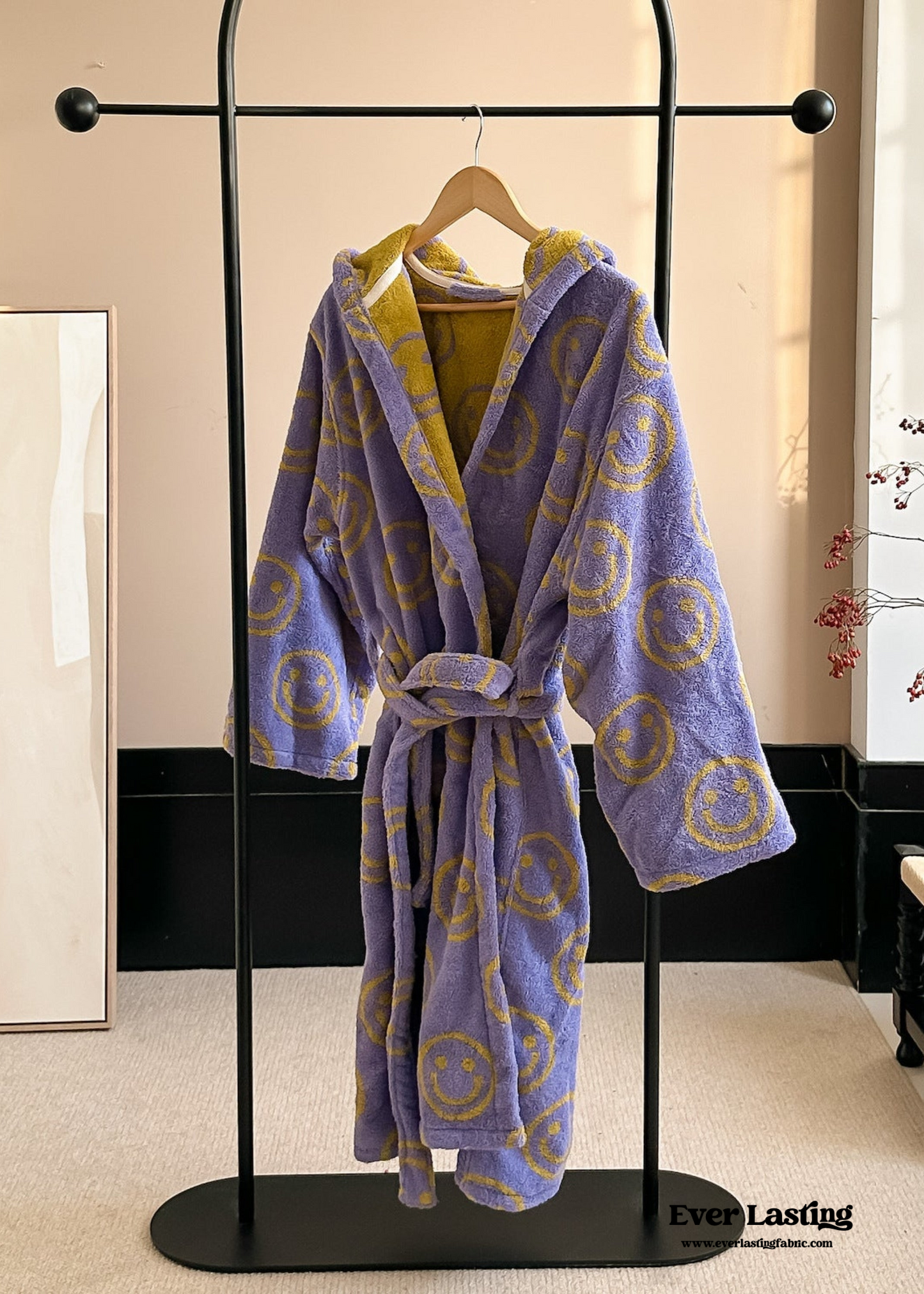 Happy Face Hooded Children & Adult Bathrobe / Purple Ever Lasting