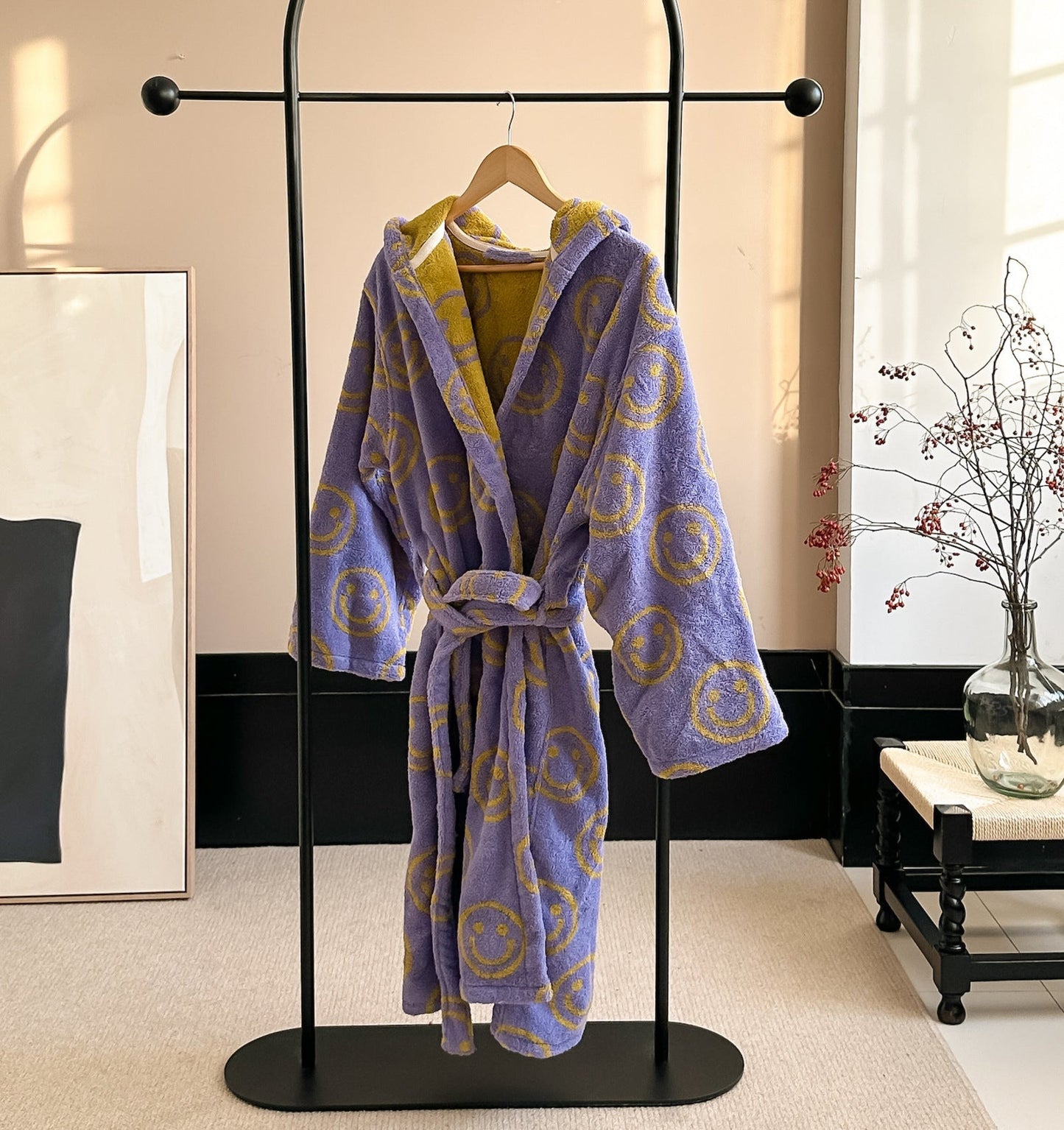Happy Face Hooded Children & Adult Bathrobe / Purple Ever Lasting
