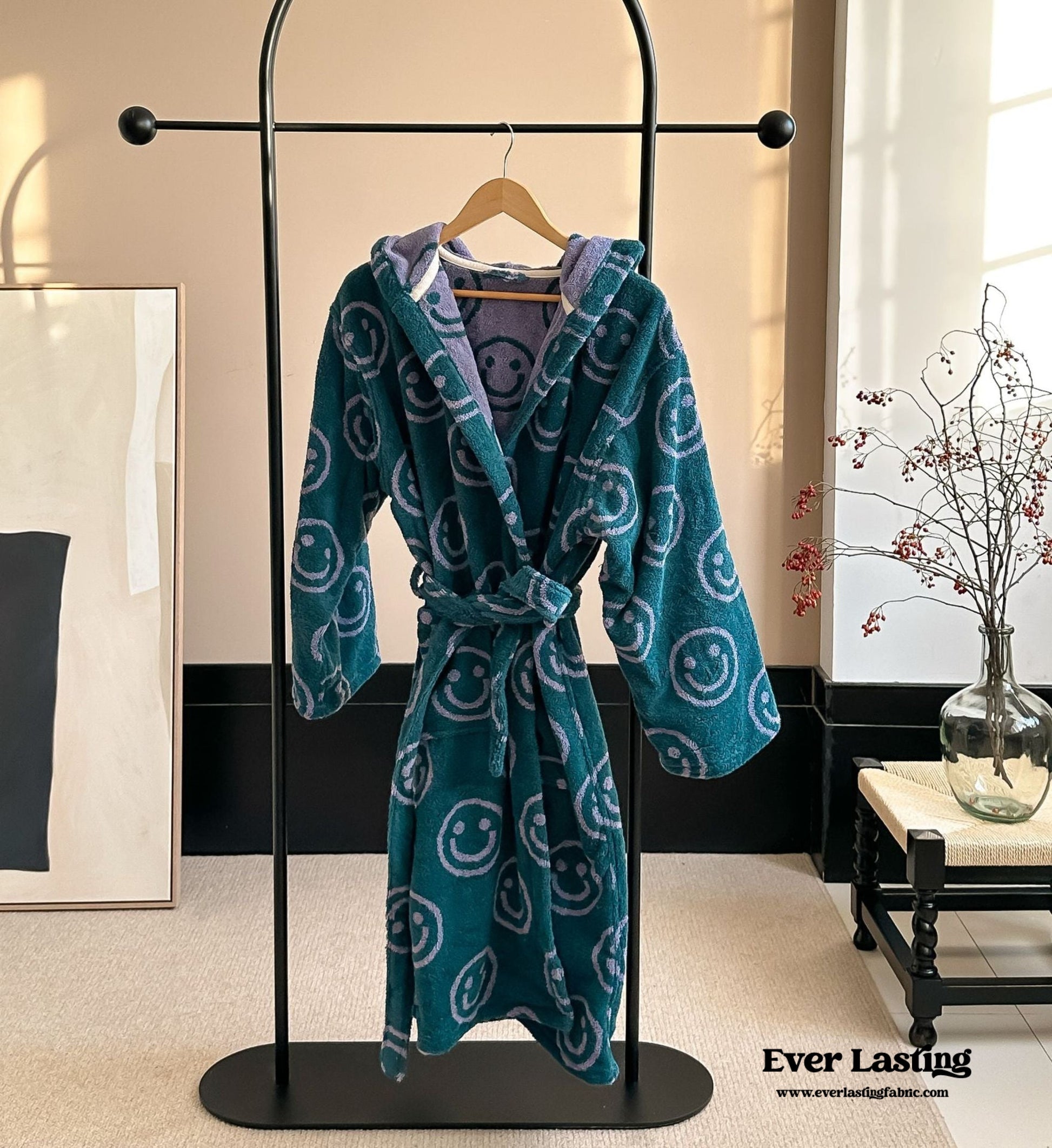 Happy Face Hooded Children & Adult Bathrobe / Purple - Fluent Trends