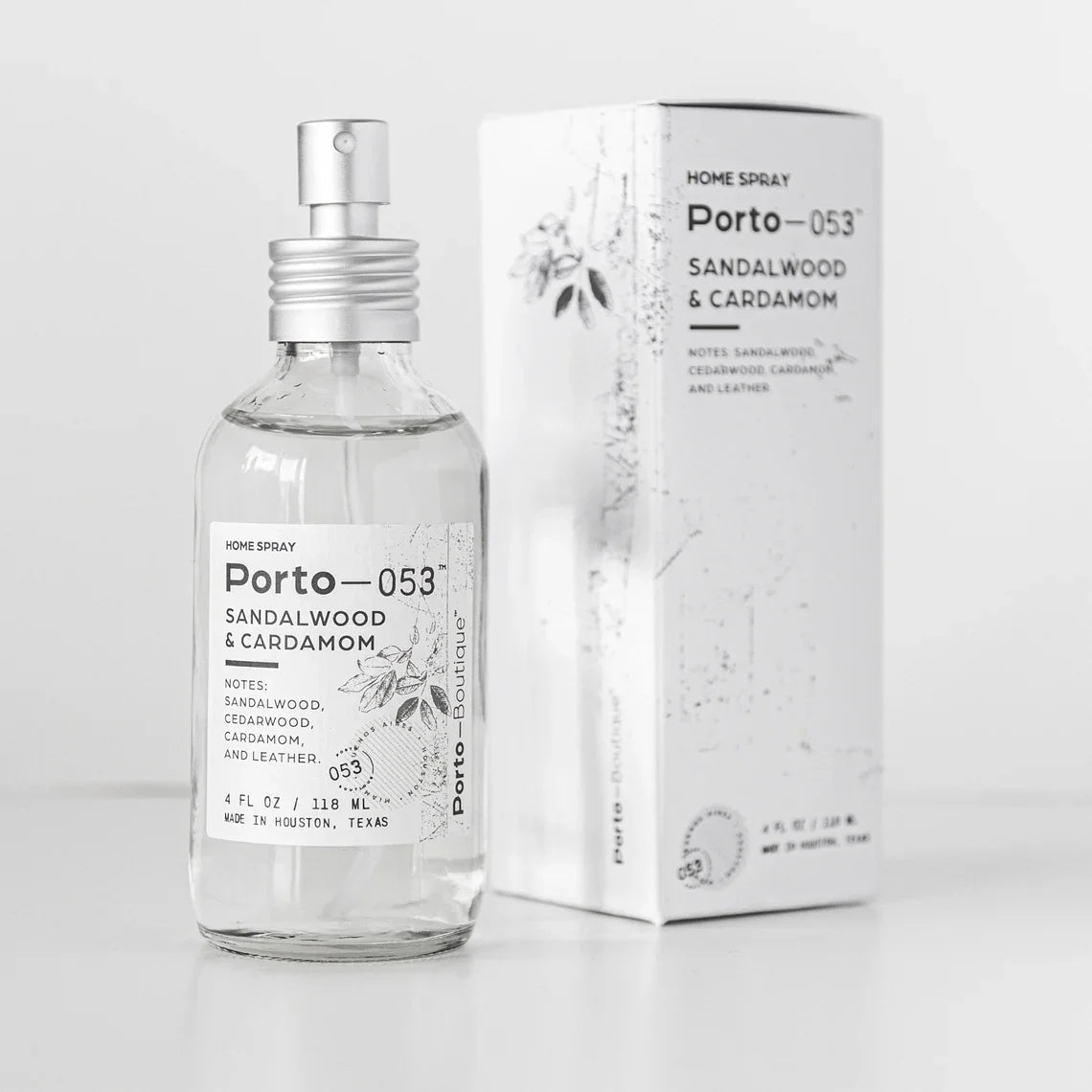 Porto-053 Room Spray – Linen & Fabric Freshener – High Fragrance Concentration – Non-Toxic, Vegan & Handmade in USA – 4 oz Clear Glass Bottle