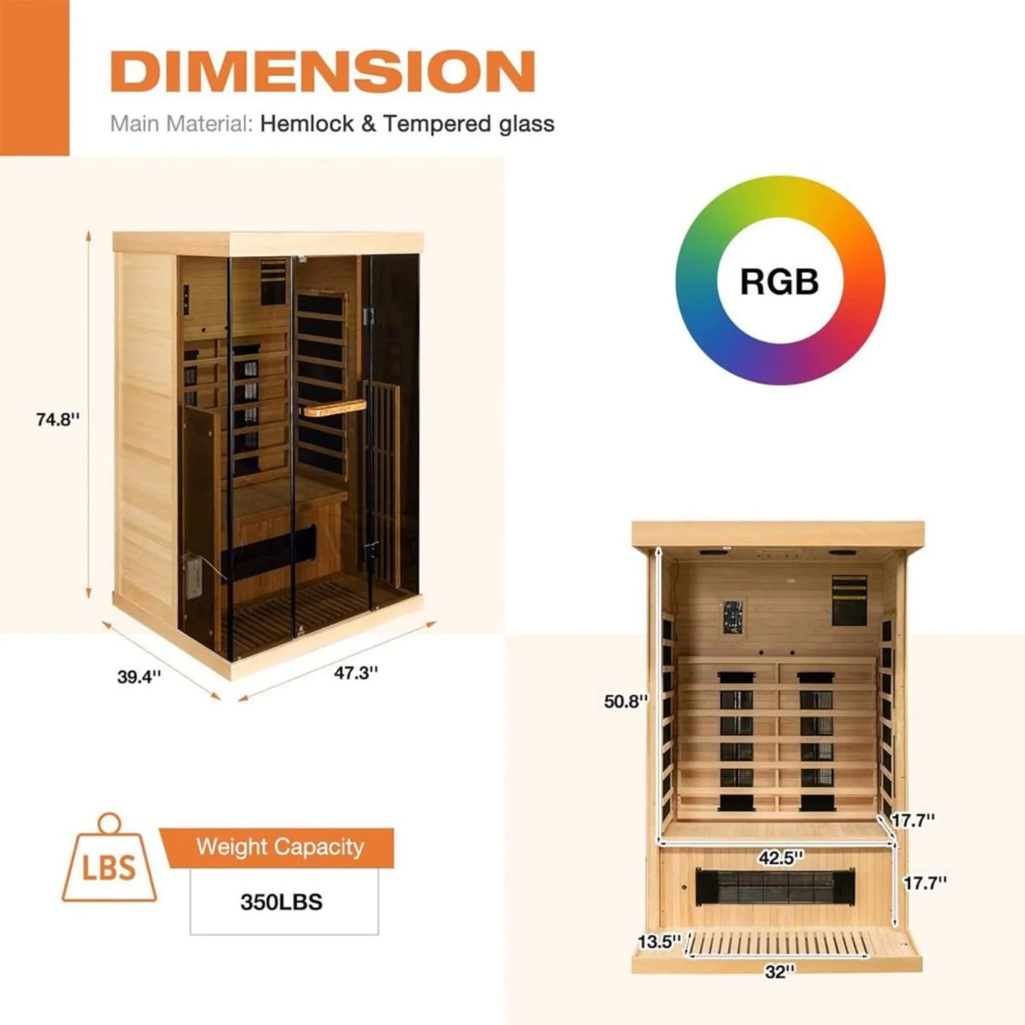 Fluent Trends 2-Person Low EMF FAR Infrared Sauna with Panoramic Glass - Fluent Trends