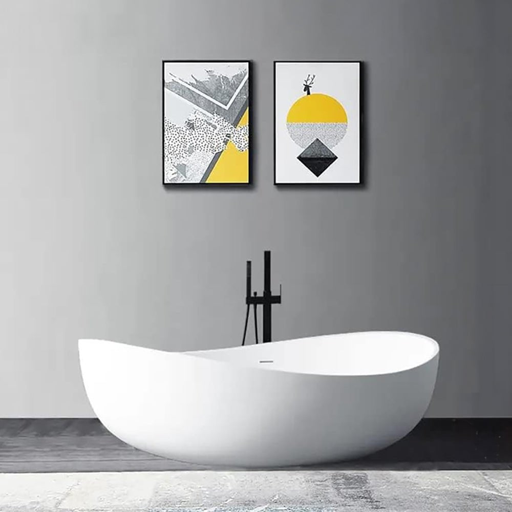 WBT Premium Freestanding Extra Large Oval Stone Besin Soaking Bathtub, 71" (SAK80751) SAKSBY.com