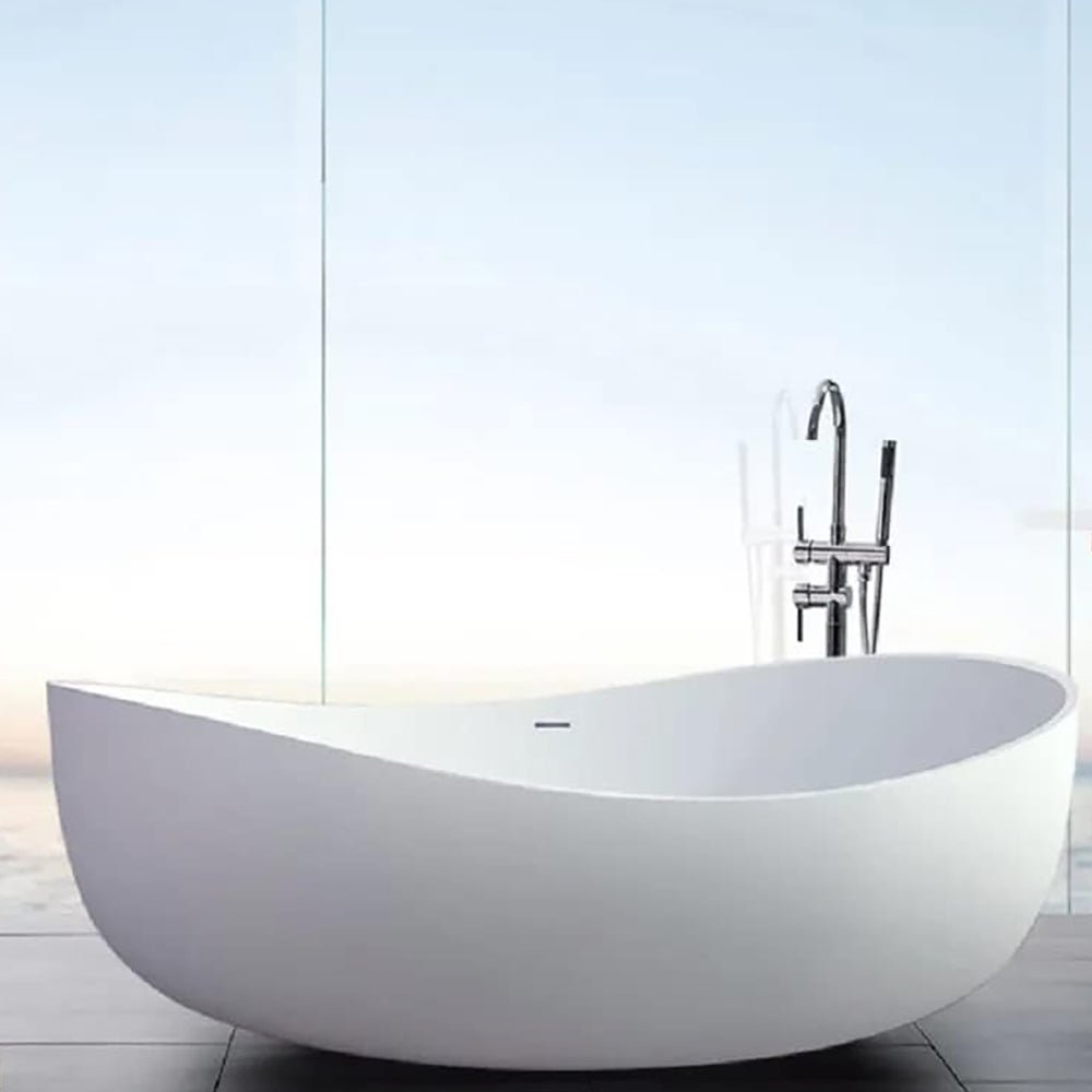 WBT Premium Freestanding Extra Large Oval Stone Besin Soaking Bathtub, 71" (SAK80751) SAKSBY.com
