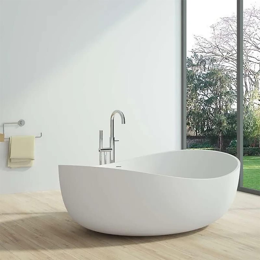 WBT Premium Freestanding Extra Large Oval Stone Besin Soaking Bathtub, 71" (SAK80751) SAKSBY.com