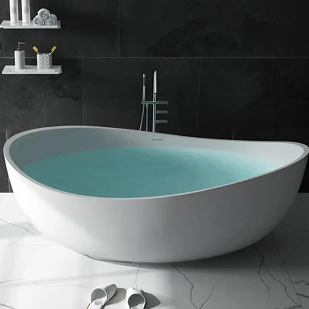 WBT Premium Freestanding Extra Large Oval Stone Besin Soaking Bathtub, 71" (SAK80751) SAKSBY.com
