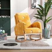 Modern Nursery Rocking Chair Mid Century Accent with Side Pocket Mustard Boucle Upholstered High Back - Fluent Trends
