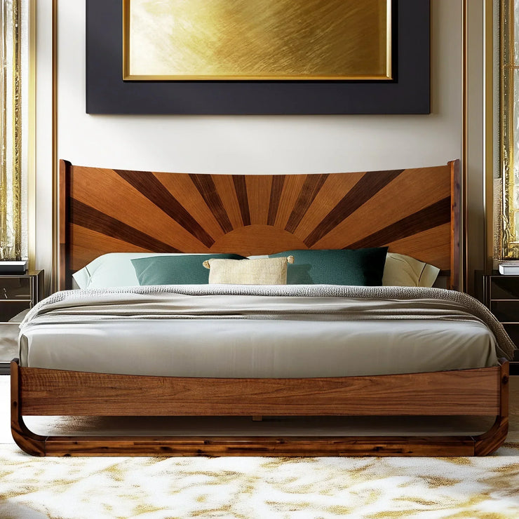 Rorns Sunset Platform Bed Frame With Headboard - Fluent Trends