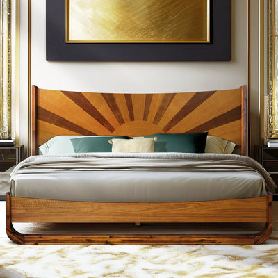 Rorns Sunset Platform Bed Frame With Headboard - Fluent Trends