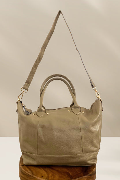 Leather Tote Bag – Handmade Slouchy Shoulder Bag in Sand