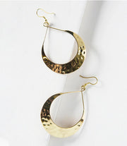 Lunar Crescent Hammered Shiny Gold Hoop Earrings - Fluent Trends