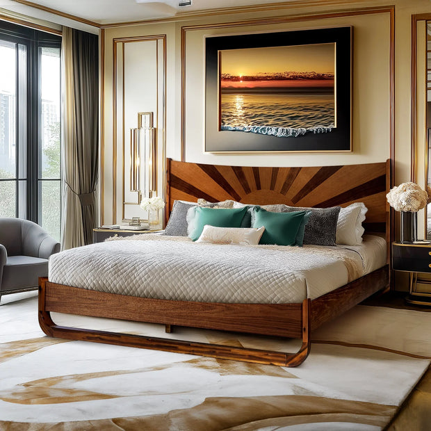 Rorns Sunset Platform Bed Frame With Headboard - Fluent Trends