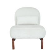Modern White Velvet Armless Accent Chair with Solid Wood Legs - Fluent Trends