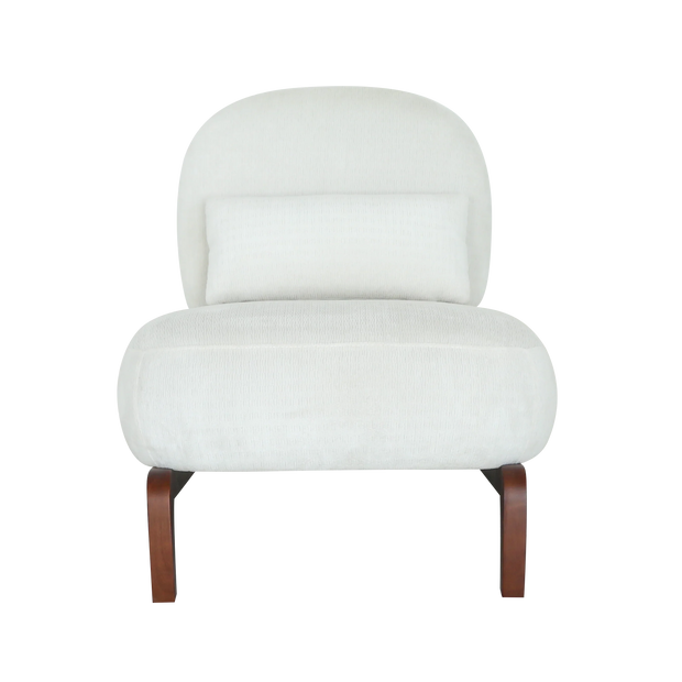 Modern White Velvet Armless Accent Chair with Solid Wood Legs - Fluent Trends