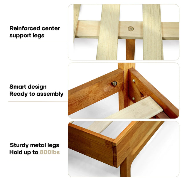 Acacia Elara Platform Bed Frame with Headboard - Fluent Trends