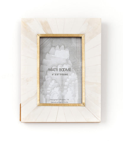 Mukhendu 4x6 Picture Frame - Bone, Brass Inlay