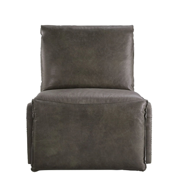 Metier Gray Top Grain Leather & Aluminum Power Motion Recliner - Fluent Trends