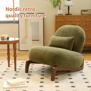 Modern Green Velvet Armless Accent Chair with Solid Wood Legs - Fluent Trends