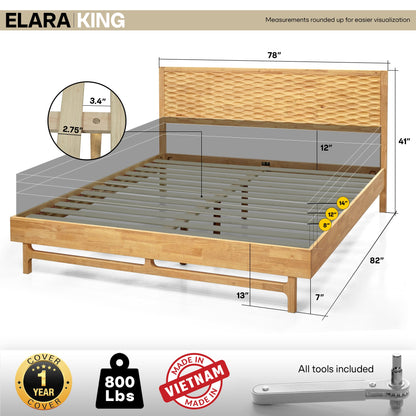 Acacia Elara Platform Bed Frame with Headboard